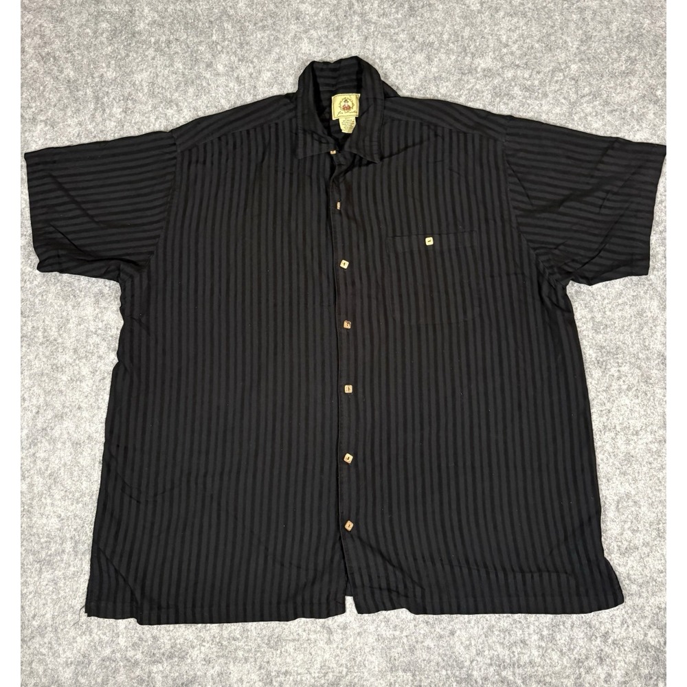 Joe Marlin Men's Short Sleeve Black 3XLT Button Down Camp Shirt